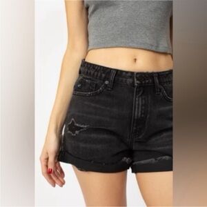 NWT Kancan Kaya High Rise Distressed Shorts in Black Womens XL 29 / 30